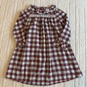 Janie And Jack Girl's Size 4 Good Night Nightgown Long Sleeve Flannel Red White